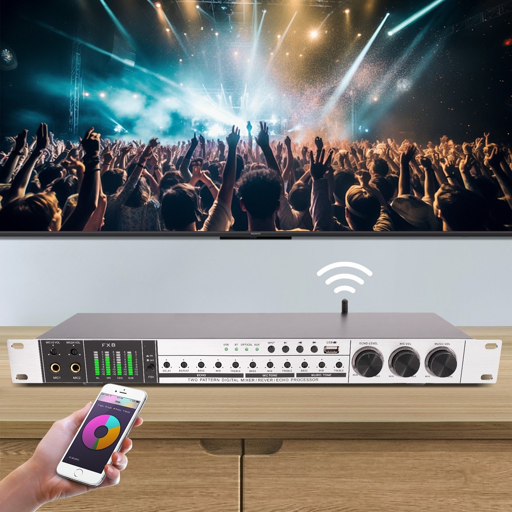 USB Audio Processor Mixer Professional Anti-howling Audio Processor w/ Bluetooth