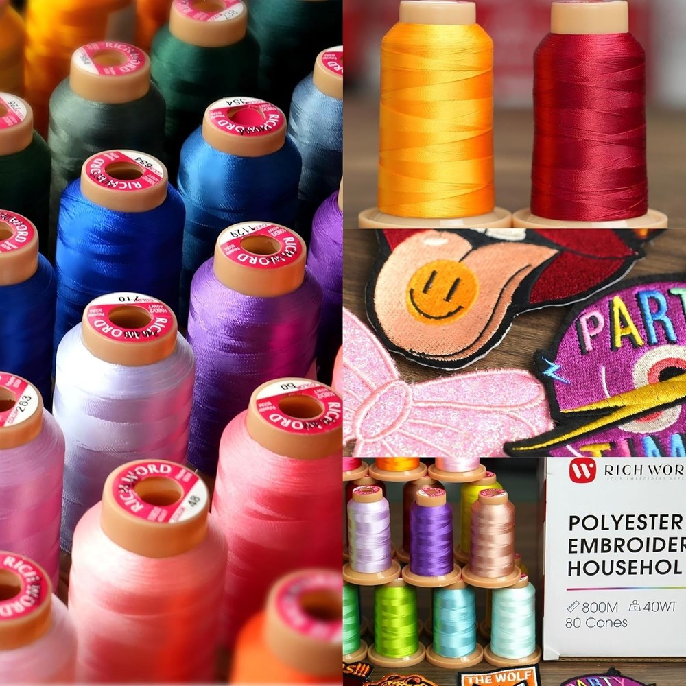 Embroidery Machine Thread Set 80 Colors 800M 40WT Polyester Spools