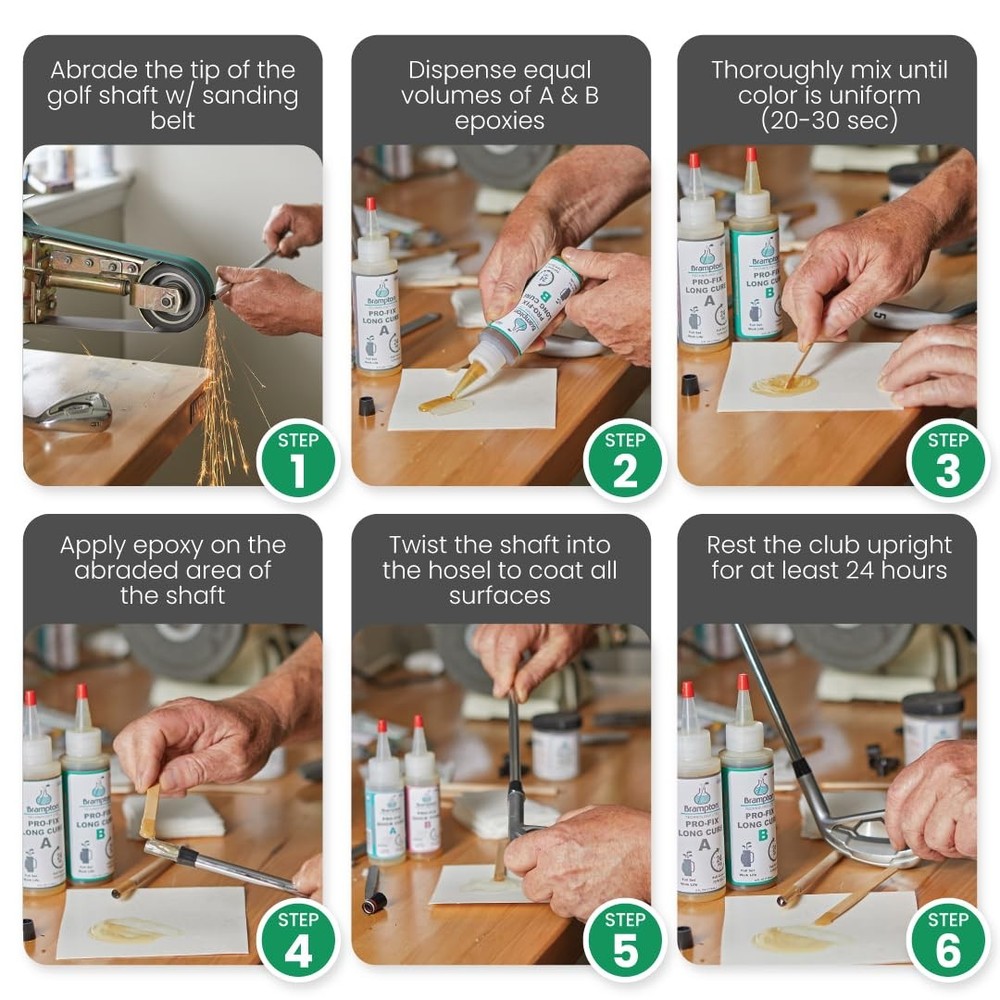 Brampton PRO-FIX Long Cure Golf Epoxy - Full Set Work Life - Extra Strength -...
