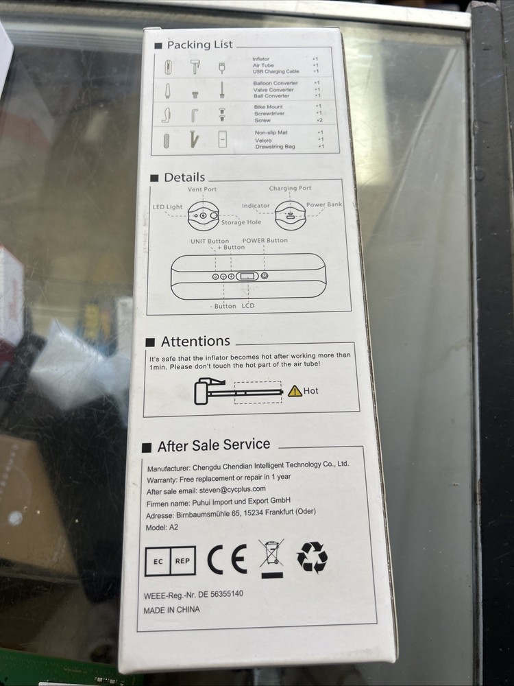 Cycplus Pump A2 Air Inflator In Box Unused