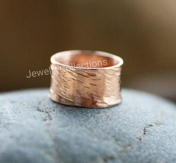 Pure Copper Ring Hammered Copper Band Ring Handmade Solid Copper Men's Ring B97
