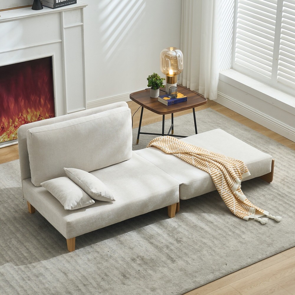 Convertible Sleeper Sofa Bed Multi-Functional Folding Recliner Chairs w/ Pillows