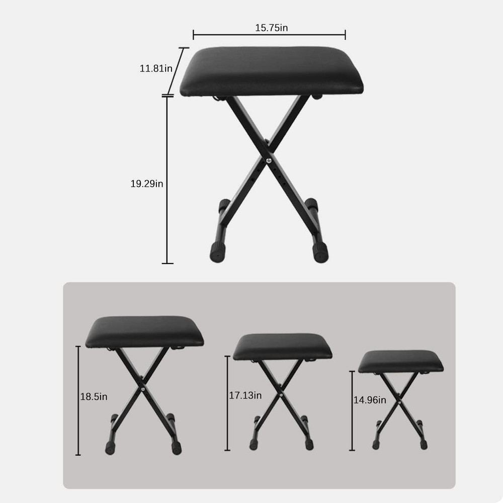 Keyboard Bench X-Style Cushion Padded,Piano Bench Adjustable Collapsible Stool C