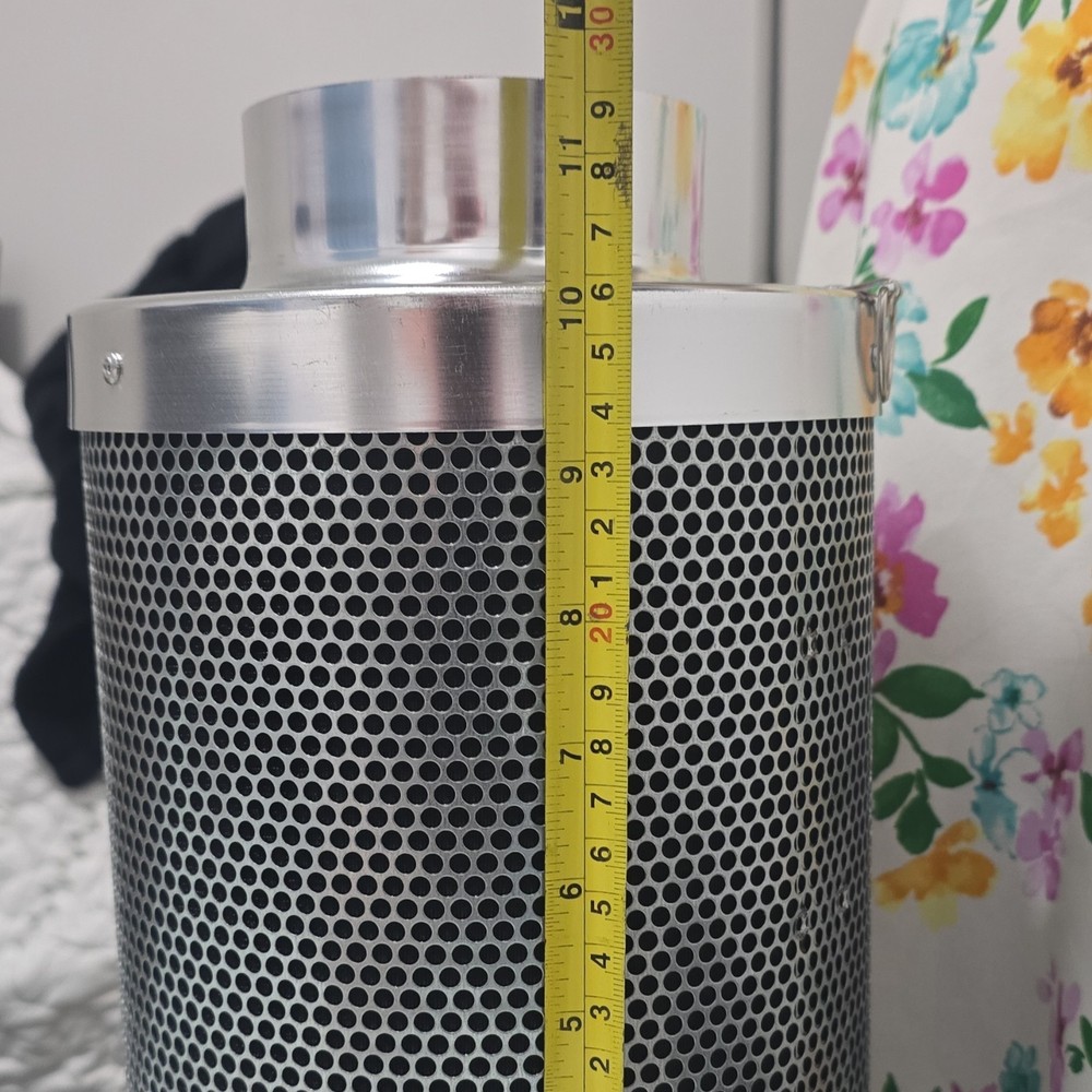 Carbon Filter Cylinder 6" x 12" Aluminum Frame for Hydroponics, Activated Carbon