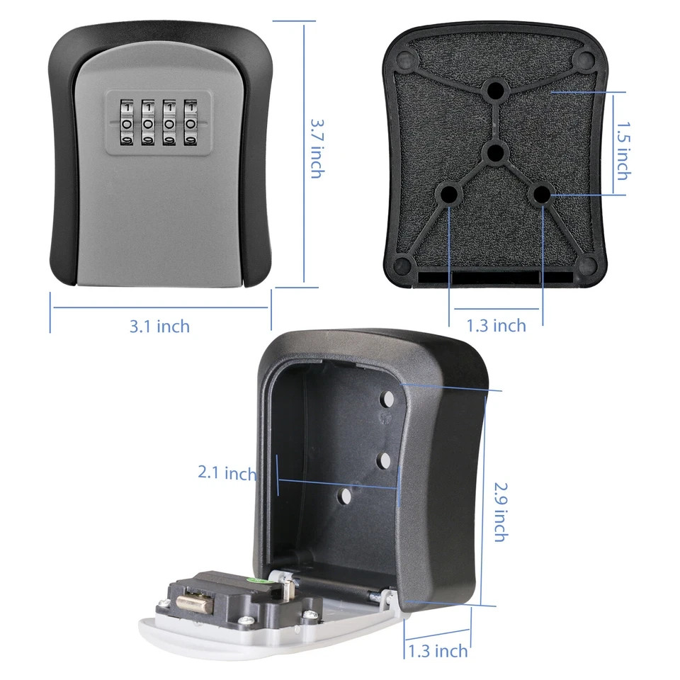 4 Digit Key Safe Lock Box Wall Mount Combination Security Storage Case Organizer