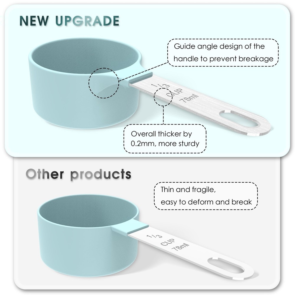 Measuring Cups & Spoons Set, Stackable Nesting with Stainless Steel Handles