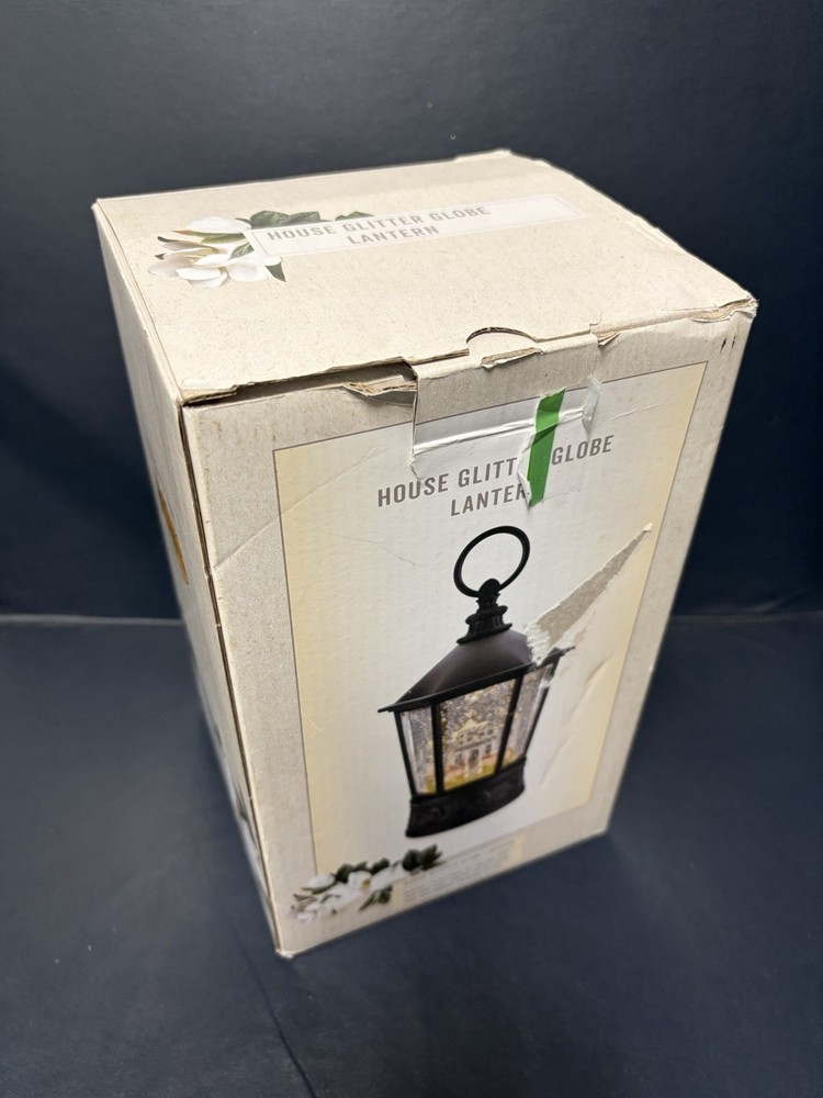 Cracker Barrel House Glitter Lantern Snow Globe Black Multicolor