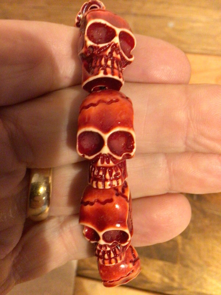 Goth Style Red Chucky resin Skeleton Barcelet with Stretchable Band