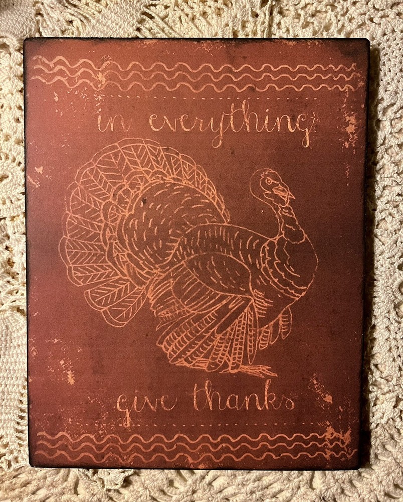 Thanksgiving, Red Ware Turkey, Rustic, Primitive, Handcrafted CANVAS Sign