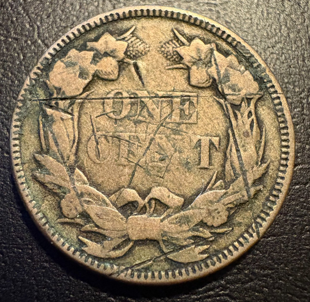 1858 one cent USA flying eagle large letters