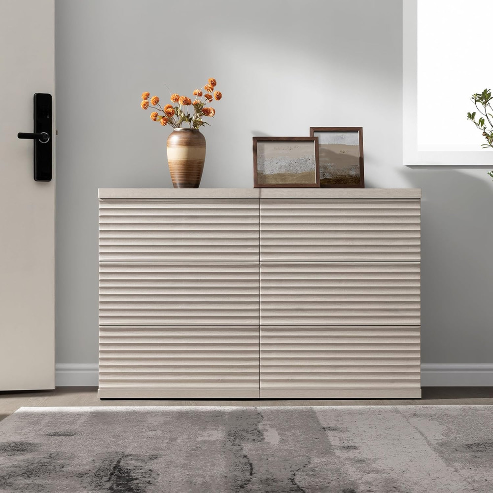 Sideboard Buffet Cabinet with Storage, Modern Fluted Accent Credenza with 3 Larg