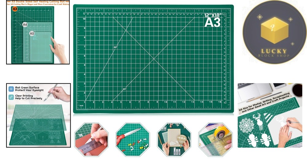 Self-Healing 12x18 Rotary Cutting Mat - Double-Sided Craft Precision Essential