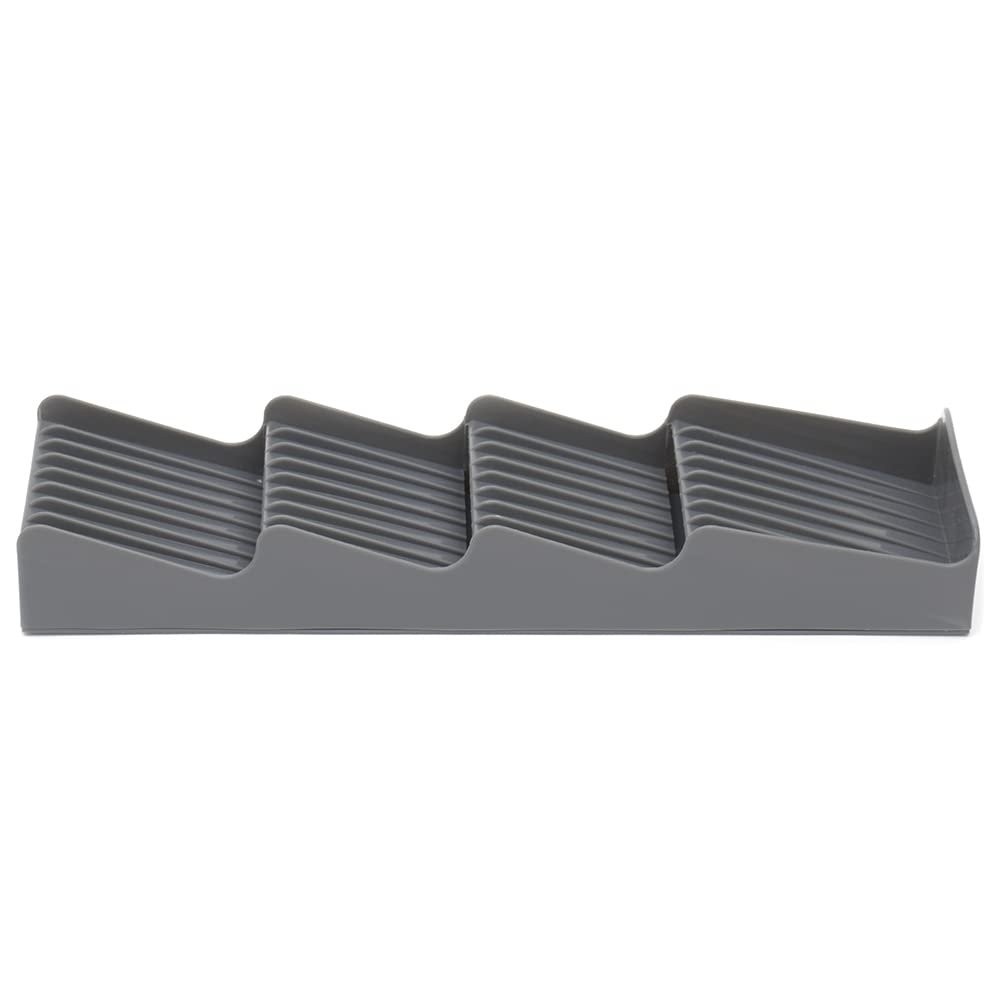 Home Basics Plastic Compact Kitchen Drawer Flatware Organizer, Grey