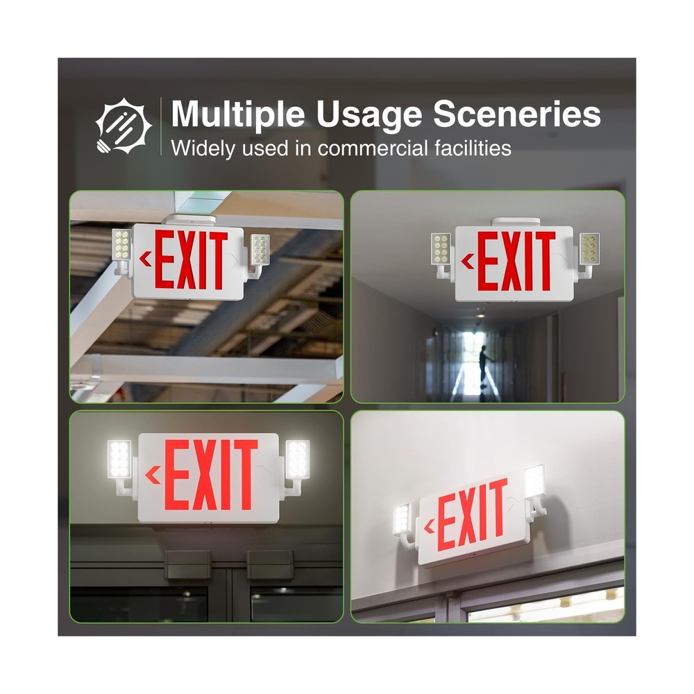 FREELICHT 6 Pack LED Double-Sided Exit Sign with Emergency Lights, Adjustable...