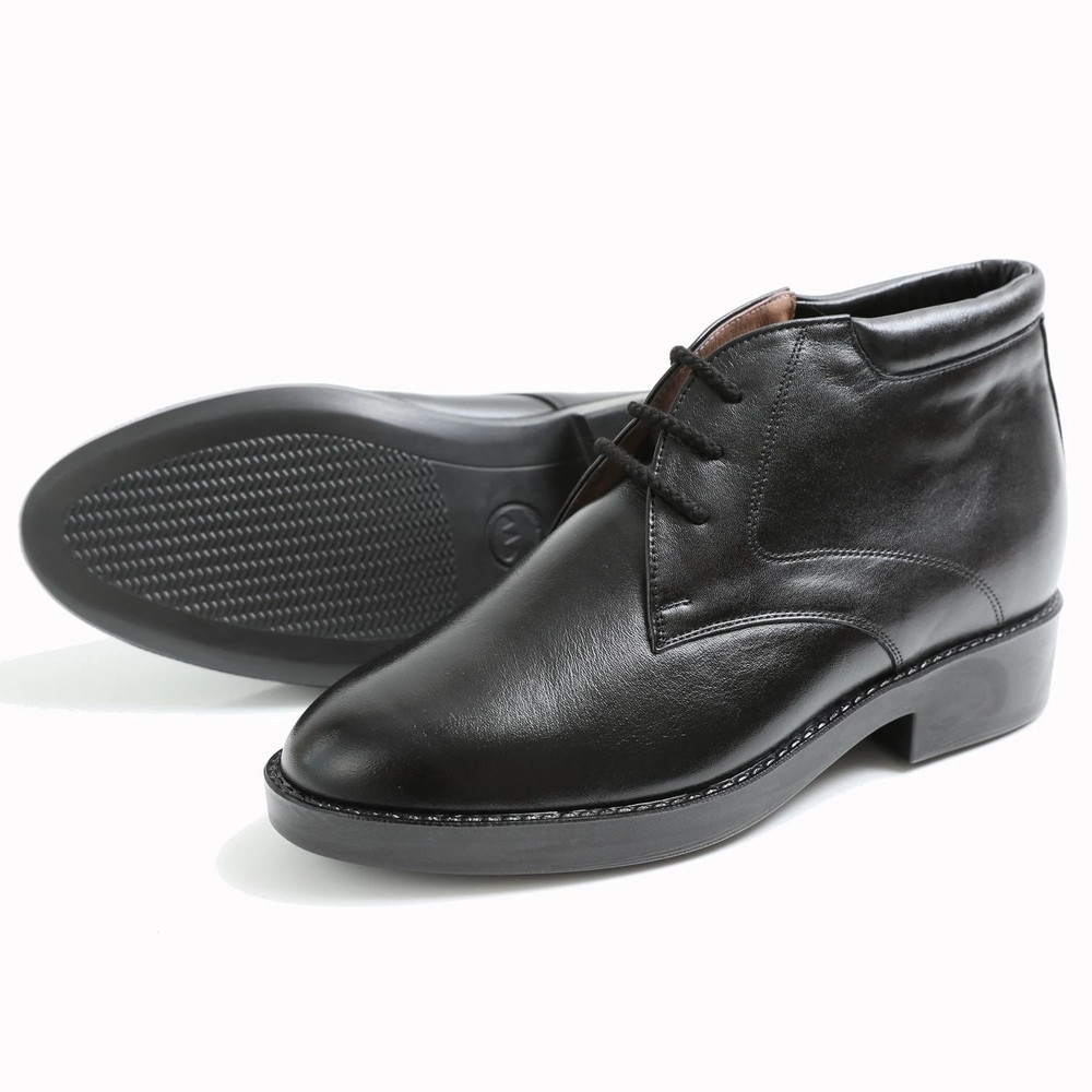 Men's Elevator Shoes Height Increasing 2.76" Plain Toe Lace Up Desert Boots