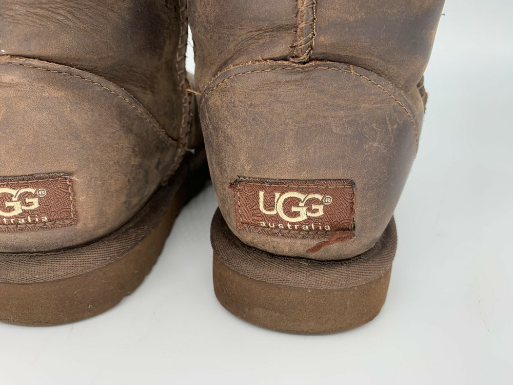 UGG Womens Classic Short 1005093 Pull On Leather Brown Boots Size US 5