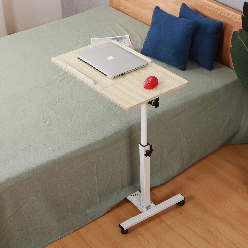 Tilting Overbed Table with Wheels Rolling Laptop Table Overbed Desk Rolling L...