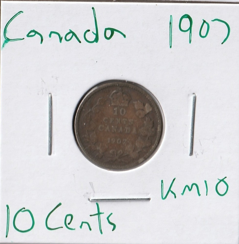 Coin Canada 10 Cents 1907 KM10, silver