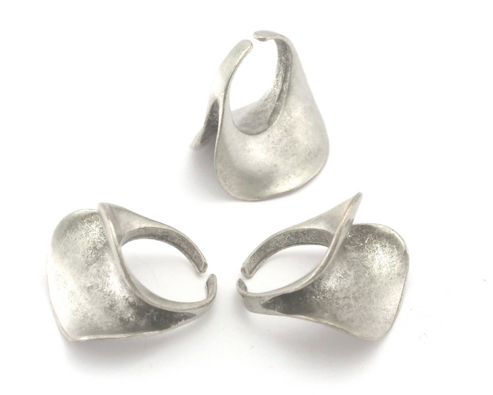 Leaf Adjustable Ring Antique Silver brass 18.5mm 8.5US  size - Adjustable 2836