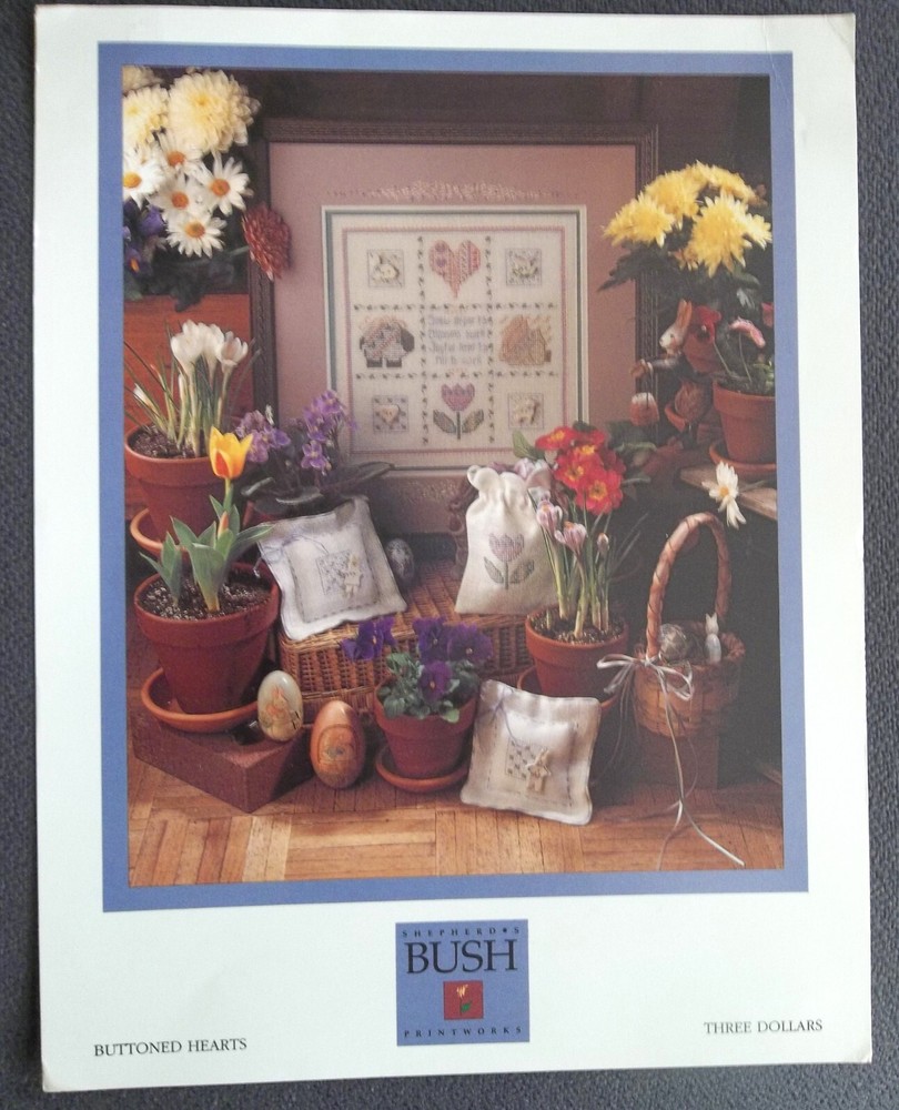 Shepherd's Bush Cross Stitch Chart/Pattern -  Buttoned Hearts