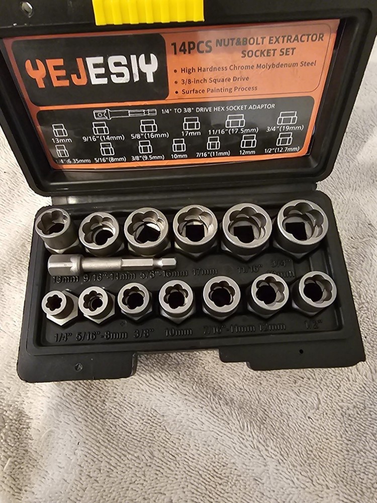 Bolt Extractor Set 14-Piece Stripped Bolt Extractor Socket Set with Storage Case