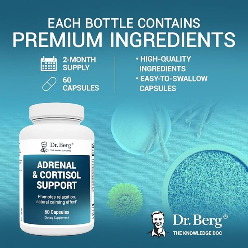 Adrenal & Cortisol Support Mood Focus Relaxation Support 60 Capsules