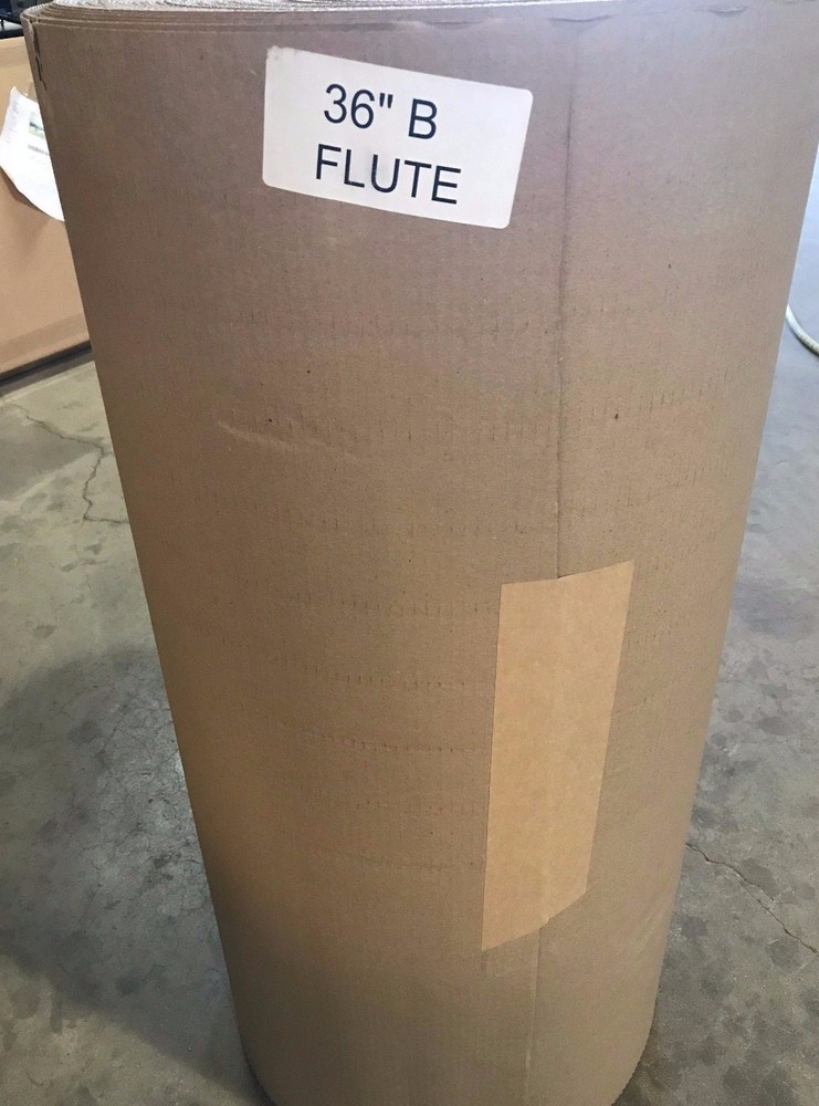 250'x36" Singleface Corrugated B Flute Cardboard Roll.