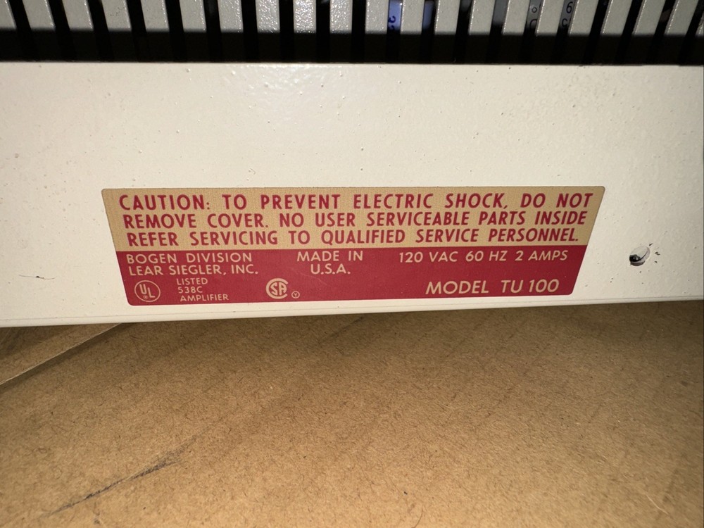 Bogen Model TU-100 100 Watt Amplifier