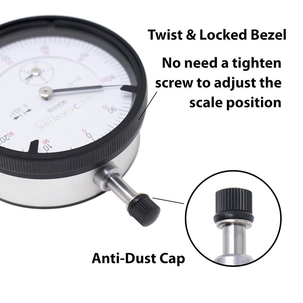 Dial Indicator with Magnetic Base Holder Stand, DIMR-0105 0-1 inch