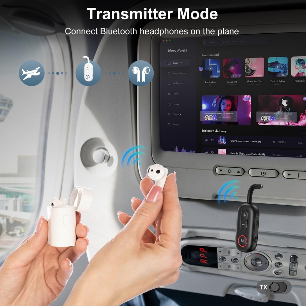 Upgraded Bluetooth 5.3 Transmitter Receiver 2 in 1, Bluetooth Adapter for Air...