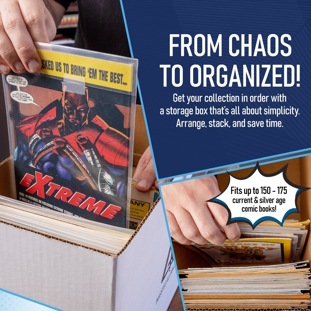 Short Comic Box for 150-175 Comics | Durable Corrugated Cardboard Storage Boxes
