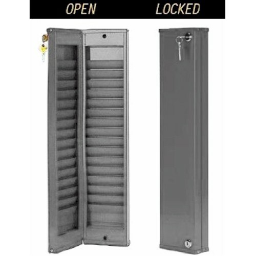 30 Pocket, Locking Security ID Badge Card Rack, Model CUSTOM-30, BLACK