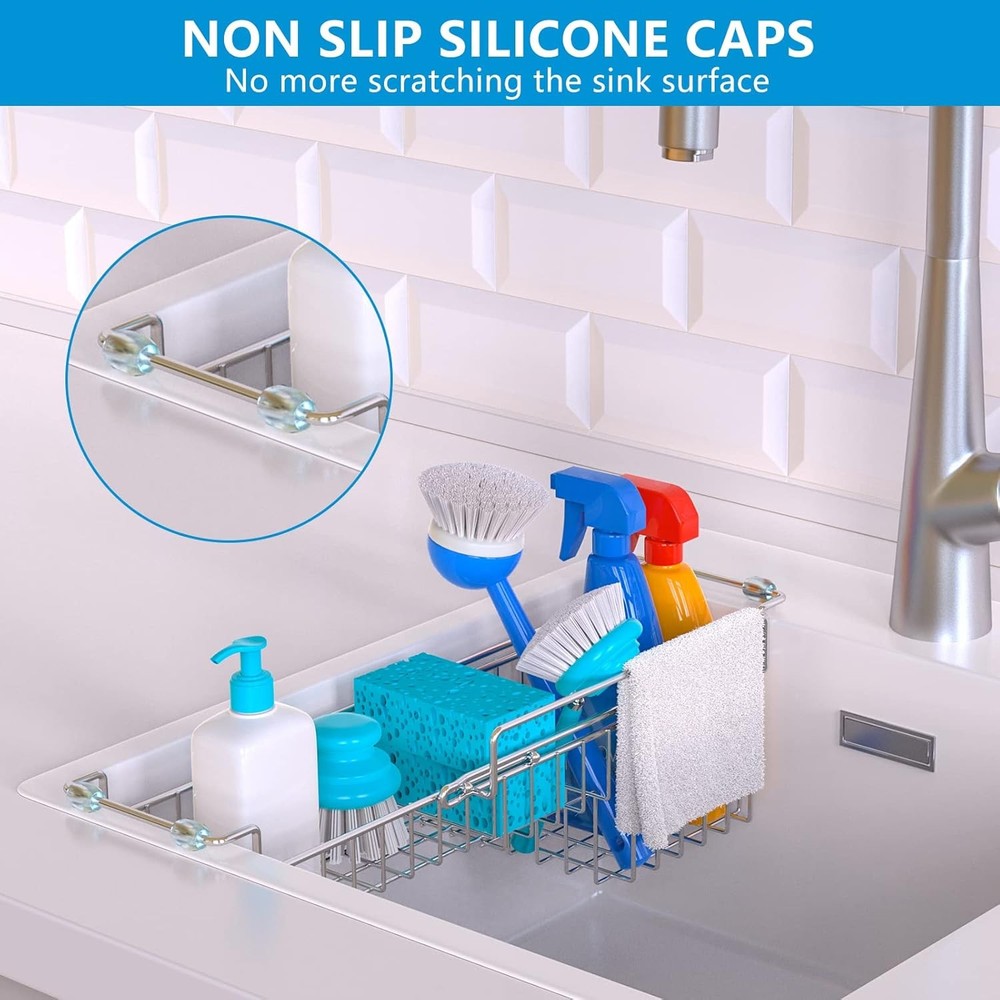 Over The Kitchen Sink Caddy Sponge Holder Organizer Drying Rack Expandable