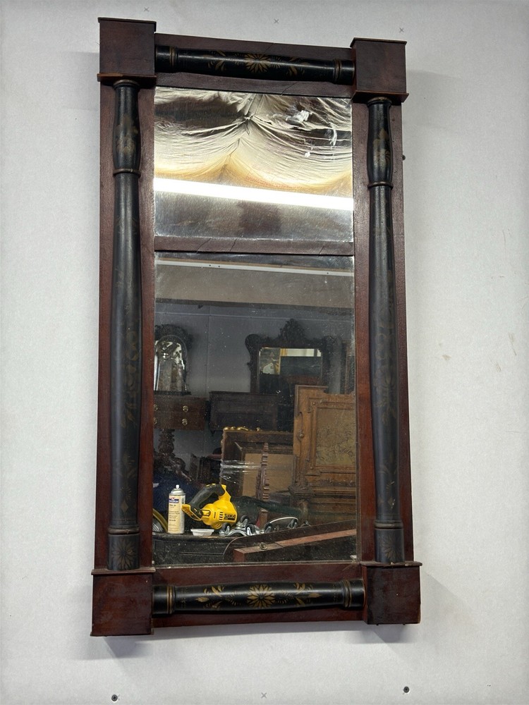 antique classical empire hall mirror stencil columns parcel gilt 1830