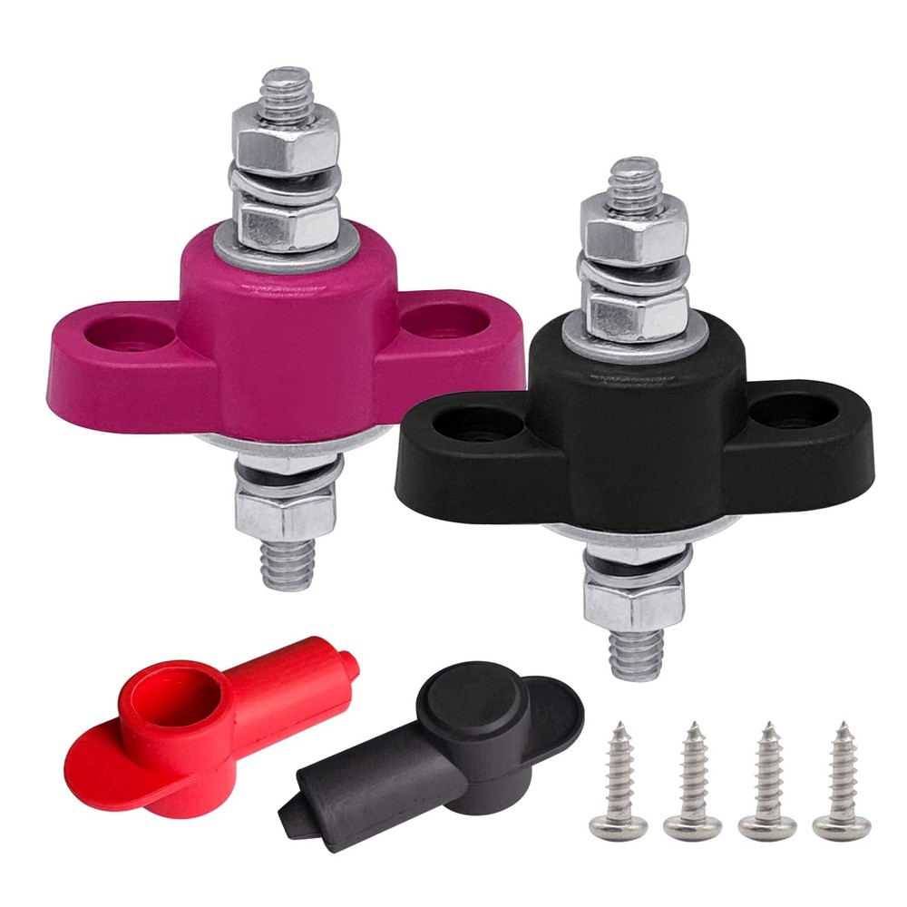 1/4" Stud Remote Battery Terminals 12V 150A, M6 Single Stud Battery Junction ...