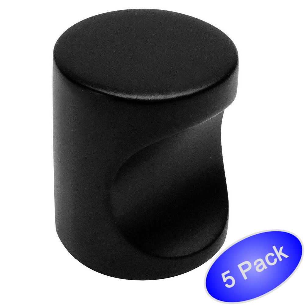 *5 Pack* Cosmas Cabinet Hardware Flat Black Contemporary Finger Pull #3312FB