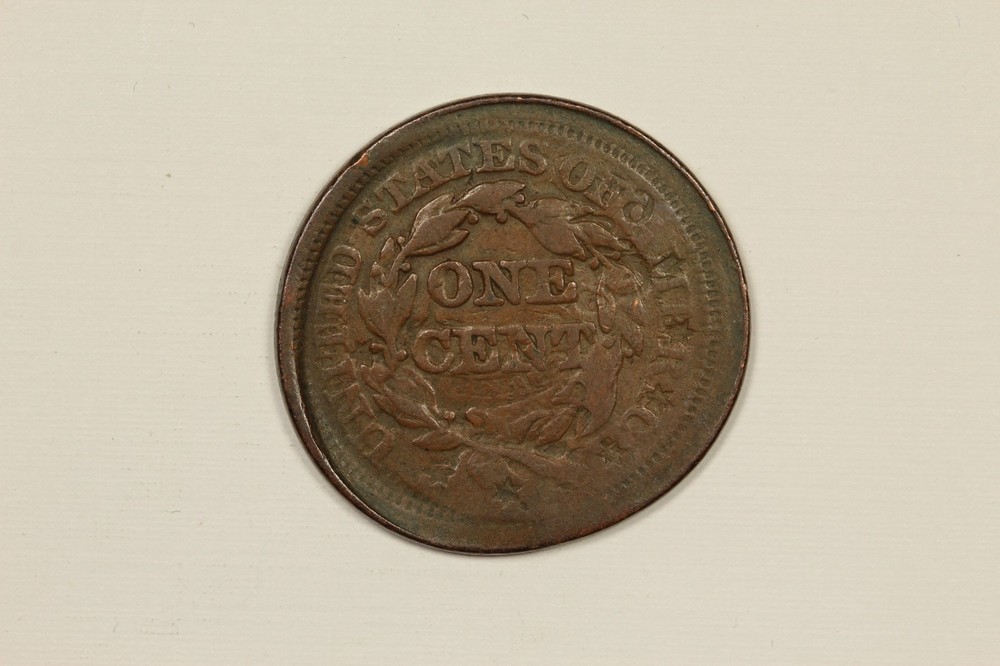 1852 Braided Hair Large Cent Brockage Error