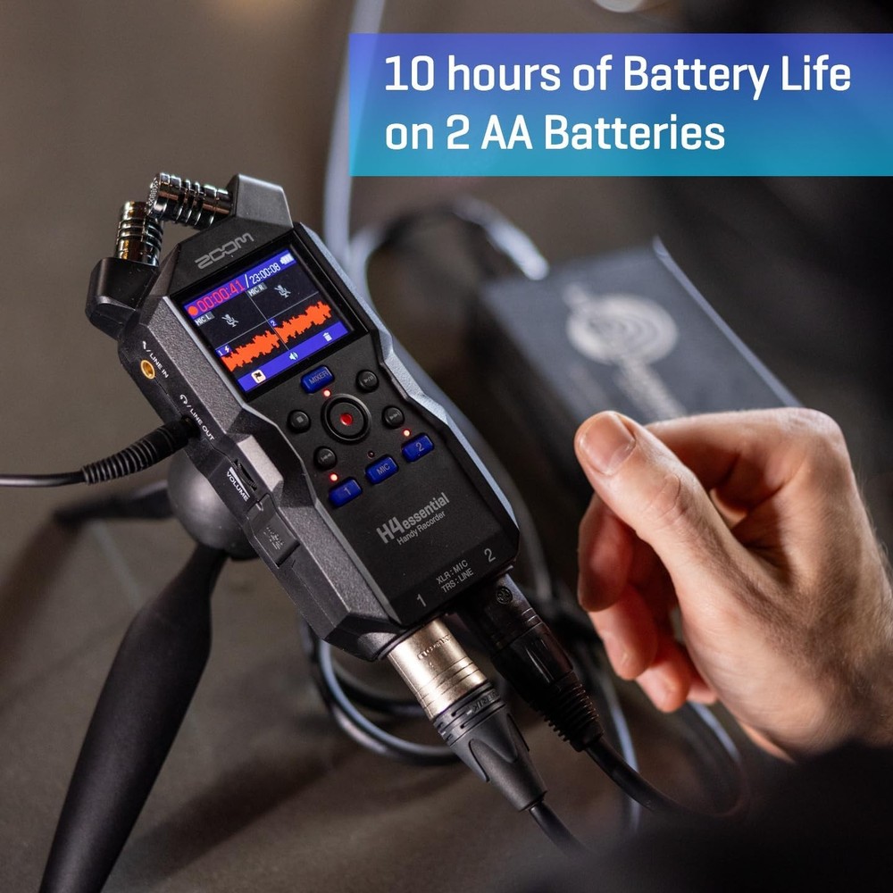 ZOOM H4essential Handy Recorder Black 32-bit float 4-track time code Podcas
