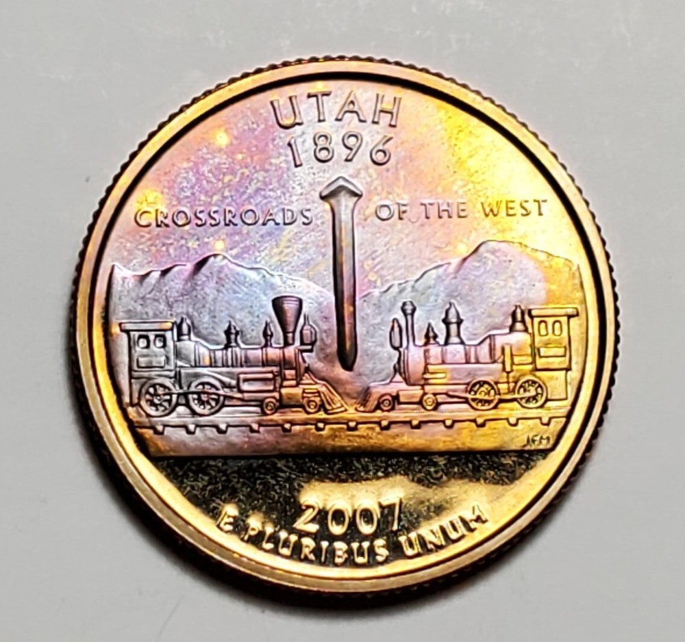 TONED 2007 S UTAH STATE QUARTER CLAD PROOF UNC #C3631