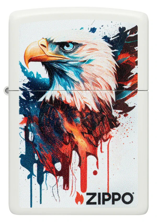 Zippo Painted Eagle Design Color Image White Matte 46692