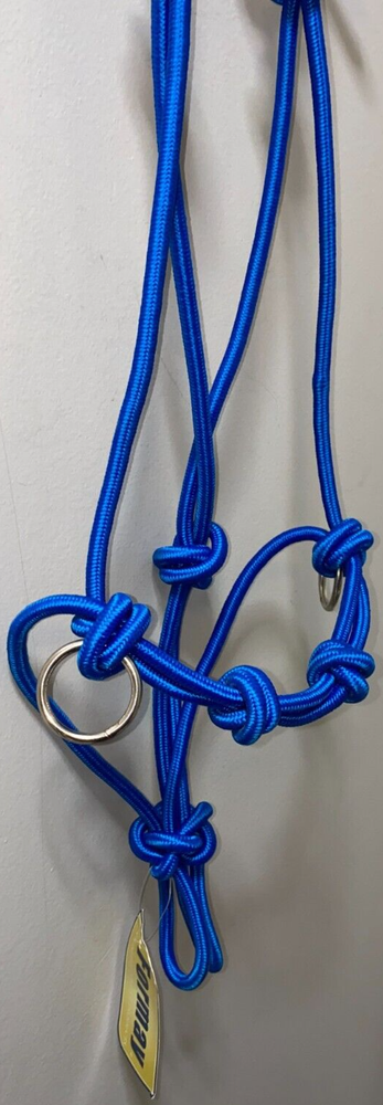NEW BLUE FORMAY SIDEPULL ROPE HALTER WITH RINGS