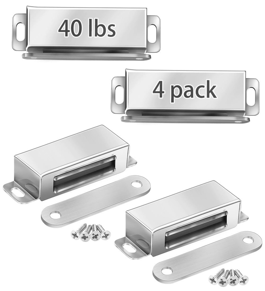 Onarway Magnetic Door Catch 40 lbs Pull Strong 40lbs Strength 4 pack, Silver