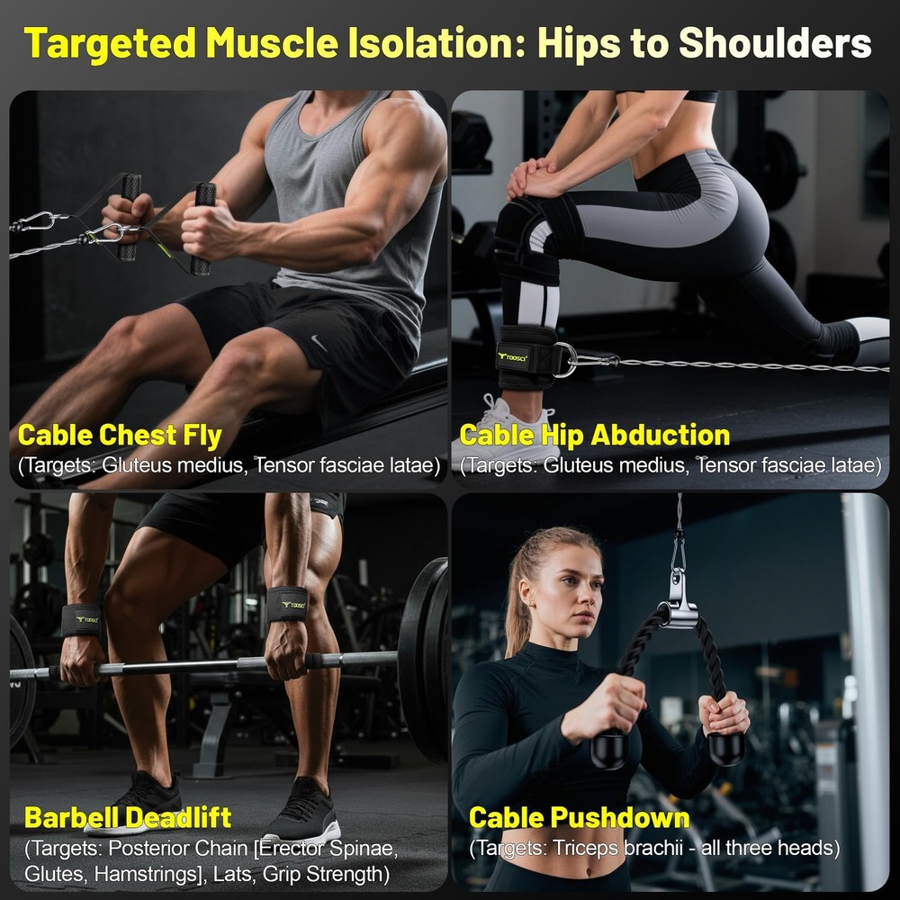 Cable Attachments for Gym, LAT Pulldown & Cable Machine Attachment Set: V-Sha...