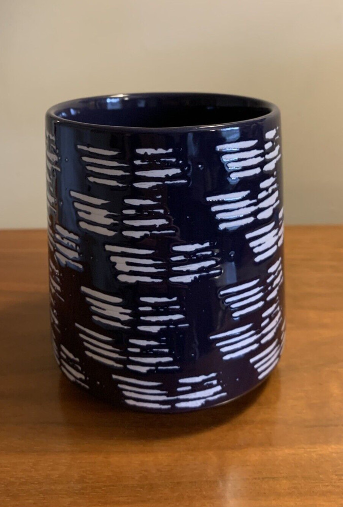 Thyme & Table Drinkware Cobalt Blue & White Lines Stoneware Coffee Tea Mug