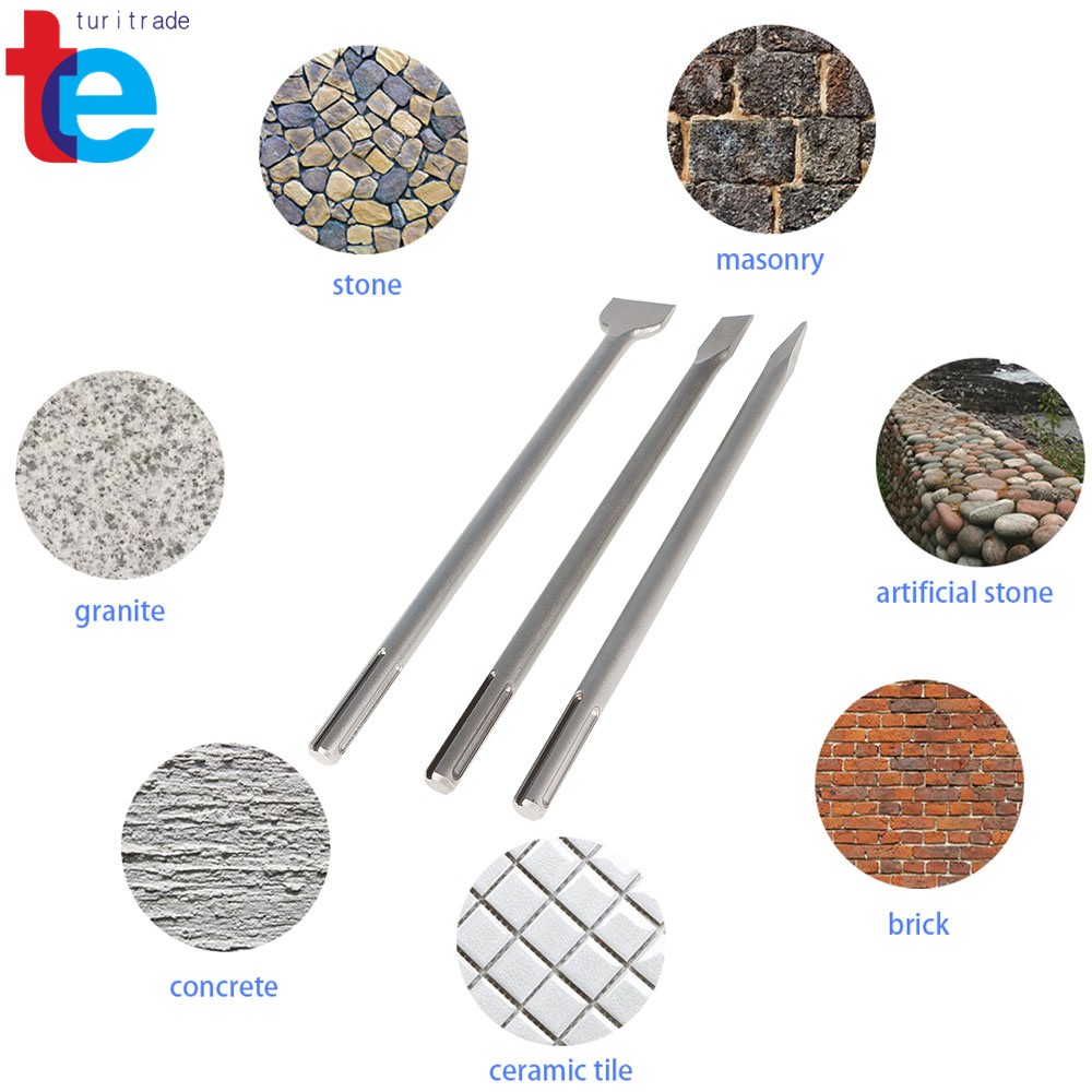 3 Pack 16" SDS Max Bits Set Long-Point Chisel, Scaling Chisel Flat Chisel