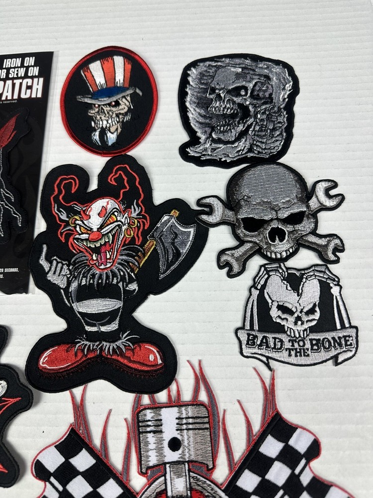 Mixed 8 Patches SKULL SKELETON BONES GRIM REAPER 8 Patch Lot
