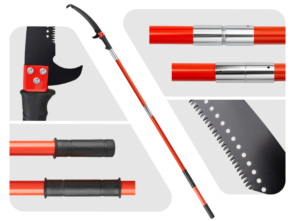24ft Manual Pole Saw, Lightweight Tree Trimmers Long Handle Pruner Set