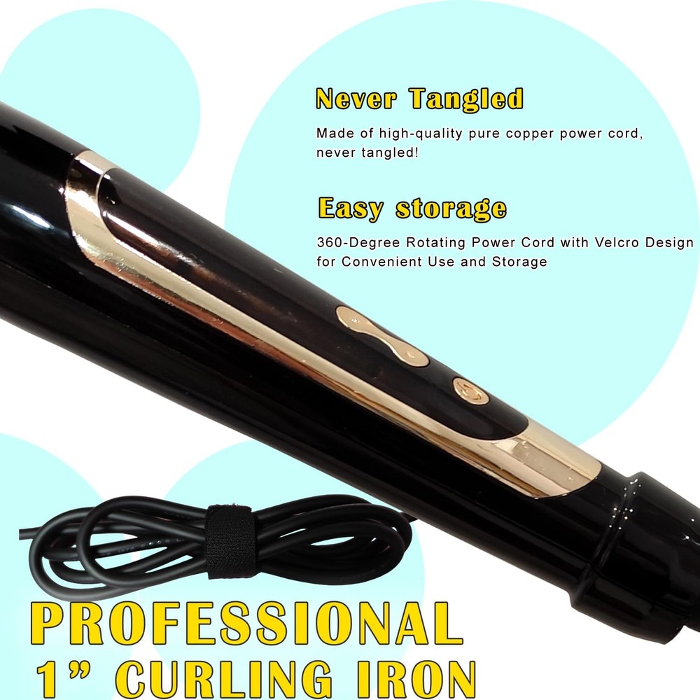 abp 1 Inch Curling Iron Extra Long Barrel with Ceramic Coating for Long/Medium