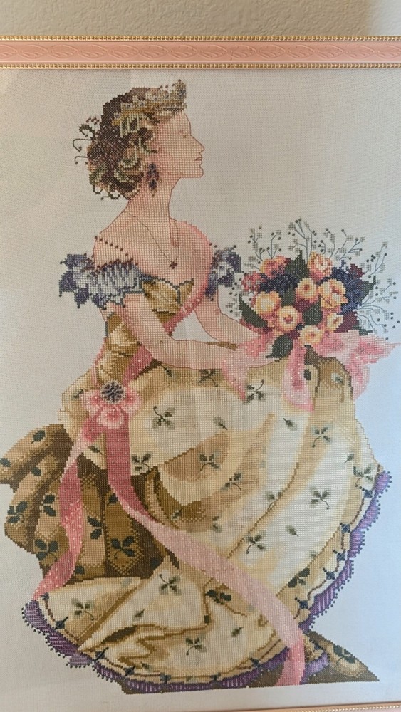 Mirabilia Discontinued SPRING QUEEN Framed Completed Cross Stitch