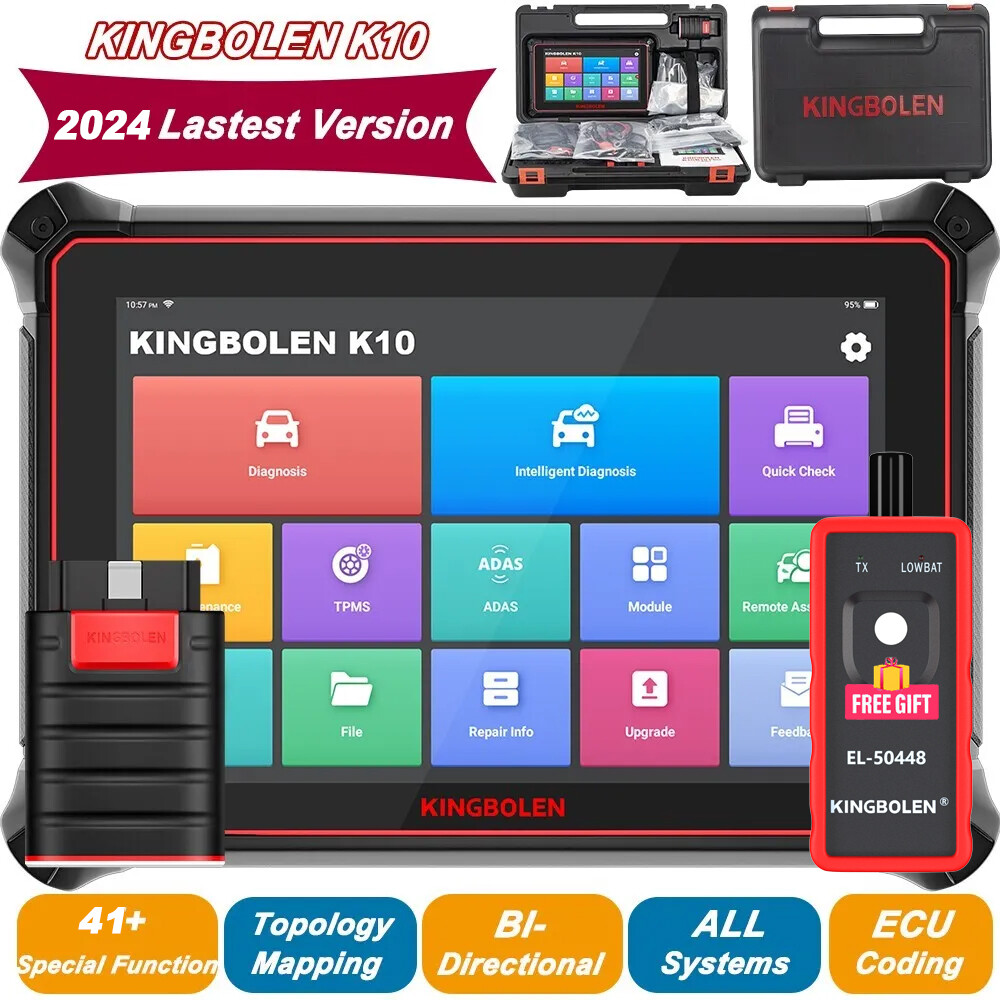 KINGBOLEN K10 10" OBD2 Scanner All System Bidirection Diagnostic Tool ECU Coding